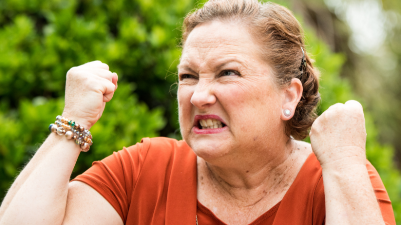 angry elderly woman